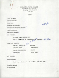 Agenda, Charleston Branch of the NAACP, Executive Board Meeting, June 5, 1990