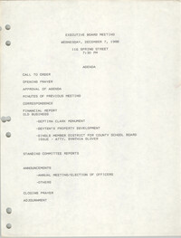 Agenda, Charleston Branch of the NAACP, Executive Board Meeting, December 7, 1988