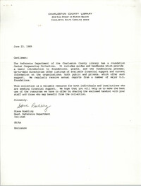 Letter from Steve Roehling, June 23, 1989
