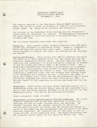 Minutes, Charleston Branch of the NAACP Executive Board Meeting, November 9, 1988