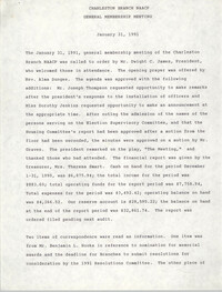 Minutes, Charleston Branch of the NAACP General Membership Meeting, January 31, 1991