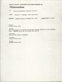 Memorandum from Bernice V. Robinson to Robert Williamson, November 9, 1970