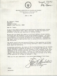 Letter from Joffre T. Whisenton to George B. Thomas, July 1, 1982