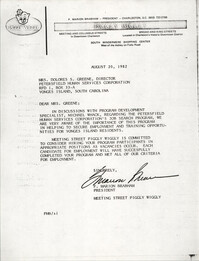 Letter from F. Marion Brabham to Dolores S. Greene, August 20, 1982