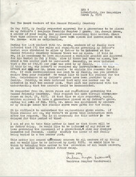 Letter from Vandrena Sumpter Vanderwaall to Board Members of the Humane Cemetery, March 3, 1978