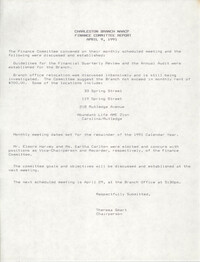 Charleston Branch of the NAACP Finance Committee Report, April 9, 1991