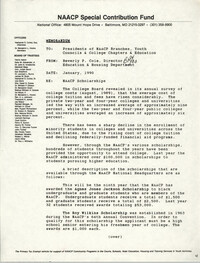 NAACP Special Contribution Fund Memorandum, January 1990