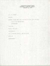 Agenda, Charleston Branch of the NAACP, Quarterly Planning Council, January 3, 1990
