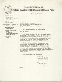 Letter from Charleston Branch of the NAACP to C.C. Lewis, January 3, 1983