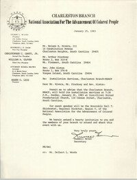 Letter from Russell Brown to Nelson B. Rivers, III, Arthur Pinckney, Rev. John Alston, January 25, 1983