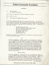 Trident Community Foundation Memorandum, March 28, 1983