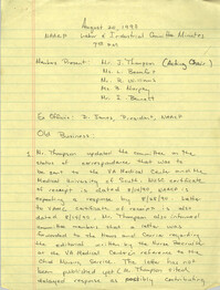 Charleston Branch of the NAACP Labor and Industry Committee Minutes, August 20, 1990