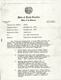 State of South Carolina, Office of the Governor, Memorandum, November 26, 1979