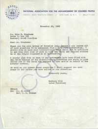Letter from Herbert Hill to John F. Stephens, November 22, 1961