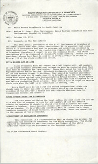 South Carolina Conference of Branches of the NAACP Memorandum, October 25, 1990
