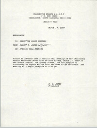 Charleston Branch of the NAACP Memorandum, March 14, 1989