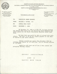 North Charleston Branch of the NAACP Memorandum, December 7, 1983