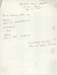 Charleston Branch of the NAACP Financial Report, May 9, 1985