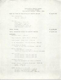 Charleston Branch of the NAACP Financial Report, April 3, 1990
