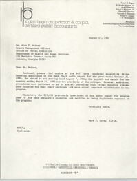 Letter from Mark J. Corey to Alan P. Weiner, August 15, 1982