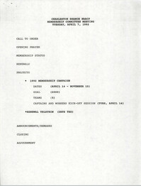 Agenda, Charleston Branch of the NAACP, Membership Committee Meeting, April 7, 1992