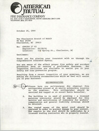 Letter from the American Mutual Fire Insurance Company to the Charleston Branch of the NAACP, October 25, 1990