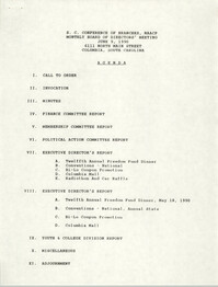 Agenda, South Carolina Conference of Branches of the NAACP, June 9, 1990