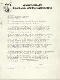 Charleston Branch of the NAACP Memorandum, December 3, 1980