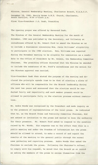 Minutes, General Membership Meeting, Charleston Branch of the NAACP, December 18, 1980