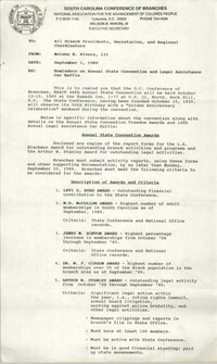 South Carolina Conference of Branches of the NAACP Memorandum, September 1, 1989