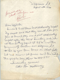 Letter from Eddie Holloway to 