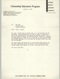 Letter from Erma L. Burton to Ben Mack, Victoria Gray, and Bernice Robinson, October 3, 1966