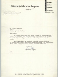 Letter from Dorothy F. Cotton to Bernice Robinson, October 6, 1966