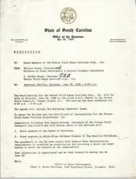 State of South Carolina, Office of the Governor, Memorandum, May 26, 1982