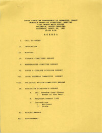 Agenda, South Carolina Conference of Branches of the NAACP, April 20, 1991
