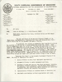 South Carolina Conference of Branches of the NAACP Memorandum, September 30, 1982