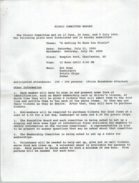 Picnic Committee Report, Charleston Chapter of the NAACP, June and July 1990