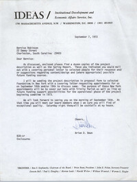 Letter from Brian Beun to Bernice Robinson, September 7, 1972