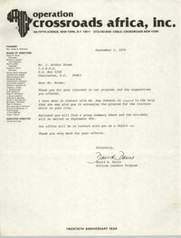 Letter from David B. Davis to J. Arthur Brown, September 1, 1978