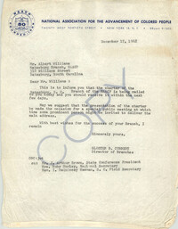 Letter from Gloster B. Current to Albert Williams, December 17, 1962