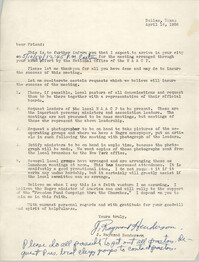 Letter from J. Raymond Henderson, April 14, 1958