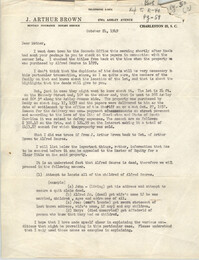 Letter from J. Arthur Brown to His Mother, October 24, 1949