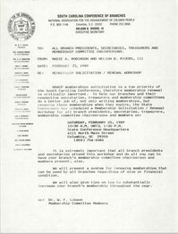 South Carolina Conference of Branches of the NAACP Memorandum, February 21, 1989