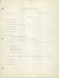Agenda, Charleston Branch of the NAACP, Executive Board Meeting, February 8, 1989