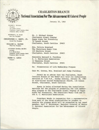 Letter from Russell Brown to J. Michael Graves, Felicia Breeland, and Bernard R. Fielding, January 25, 1983