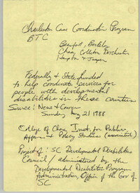 Notes, Charleston Branch of the NAACP, 1988-1990