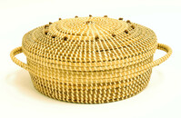 Sweetgrass sewing basket with hinged lid