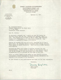 Letter from Dewey Hughes to Cleveland Sellers, February 11, 1971