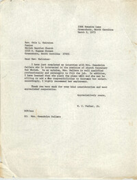Letter from W. C. Parker, Jr. to Otis L. Hairston, March 2, 1973