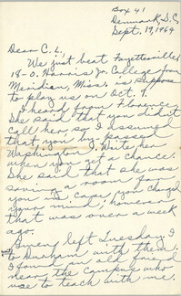 Letter from Pauline Taggert Sellers to Cleveland Sellers, September 19, 1964